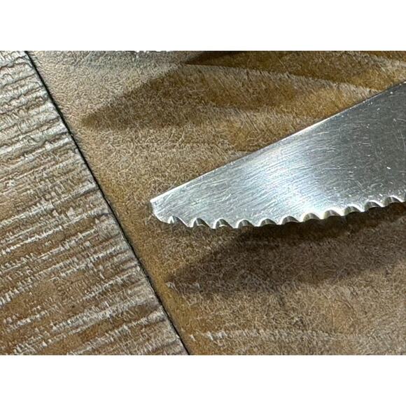 3 ROBERT WELCH Steak Knives - 18/10 SATIN - 9 1/4" - 1 has a bent tip - Picture 5 of 11